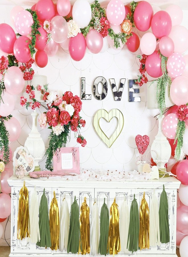 Aonor Happy Birthday Decorations - Gold Happy Birthday Banner and Paper Tassel Garland for Sage Green Birthday Party Decorations - Image 4